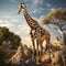 High angle view of Somali Giraffe  Made With Generative AI illustration