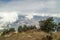 High angle view of steaming crater and lake of Mount Rinjani, Lo