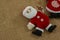 High angle view of stuffed santa claus