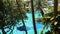 High angle view. Swimming pool in oriental Tropical resort