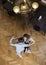 High Angle View Of Tango Dancers Performing On Wooden Floor