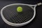 High angle view tennis racket on ball