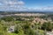 High angle view of the town of Ourem in the Alentejo region of Portugal