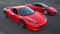 A high angle view of two Ferrari 458 parked.