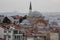 High angle zoomed view of Rum Mehmed Pasha Mosque in the district of Uskudar, located in the Bosphorus, Istanbul, Turkey on April