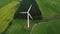High aspect aerial orbital clip of a wind turbine in the English countryside