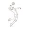 High athlete plays volleyball.The player throws the ball in.Olympic sports single icon in outline style vector symbol