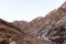 High Atlas Mountains. Walking hiking trail. Morocco, winter. Wild nature landscape.