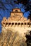 High bell tower in Vigevano in the province of Pavia in Lombardy (Italy)