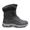 High black nubuck leather boot, on a white background, winter shoes for an active lifestyle