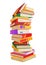 High book stacks or pile. Library textbooks and school literature heaps, dictionaries. Bookstore advertise. Cartoon