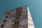 High building facade with crashed balconies