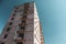 High building facade with crashed balconies