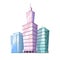 High Cartoon Skyscrapers Isolated Illustration