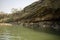 High cliffs and deep lagoon at indravati river gorge