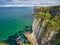 High coastal cliffs on the Antrim Coast, near Giant`s Causeway, Northern Ireland.