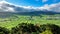 High contrast backlit of farm fields in the Terceira island, Azores