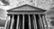 High contrast black and white of the ancient Roman Pantheon in Rome, Italy