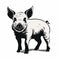 High Contrast Black And White Pig Illustration With Clean And Sharp Inking