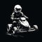 High Contrast Chiaroscuro Vector Illustration Of Karting Racer In Helmet