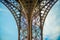 High contrast contours of the metal arcs of the Eifel tower.