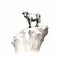 High Contrast Illustration Of Bull On Rock: Editorial Ink Wash Art