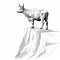 High-contrast Realism: Bull Standing On Cliff Illustration