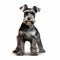 High-contrast Realism: Stunning Miniature Schnauzer Illustration On White Background