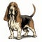 High-contrast Shading: Detailed Basset Hound Dog Illustration