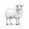 High-contrast Shading: Detailed Sheep Illustration On White Background