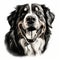 High Contrast Stencil Art Of Bernese Mountain Dog - Detailed Illustration