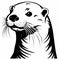 High Contrast Vector Otter Head: Clean And Simple Design