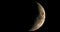 High contrast Waxing crescent moon seen with telescope