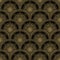 High contrasting seamless background tile with filigree golden ornament on black canvas. Vintage fabric style in damask design.