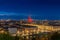 High definition night panorama of Turin, illuminated by artist lights.