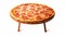 High Definition Pizza Image On Wooden Stand With Animated Illustration Style