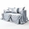 High Detail 3d Sofa Slipcover With Ties In Silver Satin