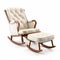 High Detail Retro Rocking Chair And Ottoman On White Background