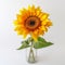 High Detail Sunflower Photography On White Table - Realistic Commercial Photos