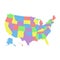 High detail USA map with different colors for each country. United States of America map. america usa federal states map
