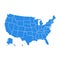 High detail USA map for each country. United States of America map in flat style. Blue america usa federal states map