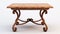 High Detail Wooden Table With Scrollwork Legs On White Background