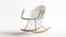 High Detailed Angular Geometry White Rocking Chair With Wooden Base