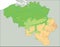 High detailed Belgium physical map.