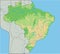 High detailed Brazil physical map.