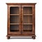 High Detailed Brown Wooden Cabinet With Glass Doors