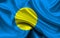 High detailed flag of Palau. National Palau flag. Oceania. 3D illustration