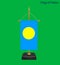 High detailed flag of Palau. National Palau flag. Oceania. 3D illustration
