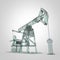 High detailed glass pump-jack, oil rig. isolated rendering. fuel industry, economy crisis illustration.