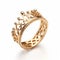 High-detailed Gold Diamond Crown Ring With Flowing Lines